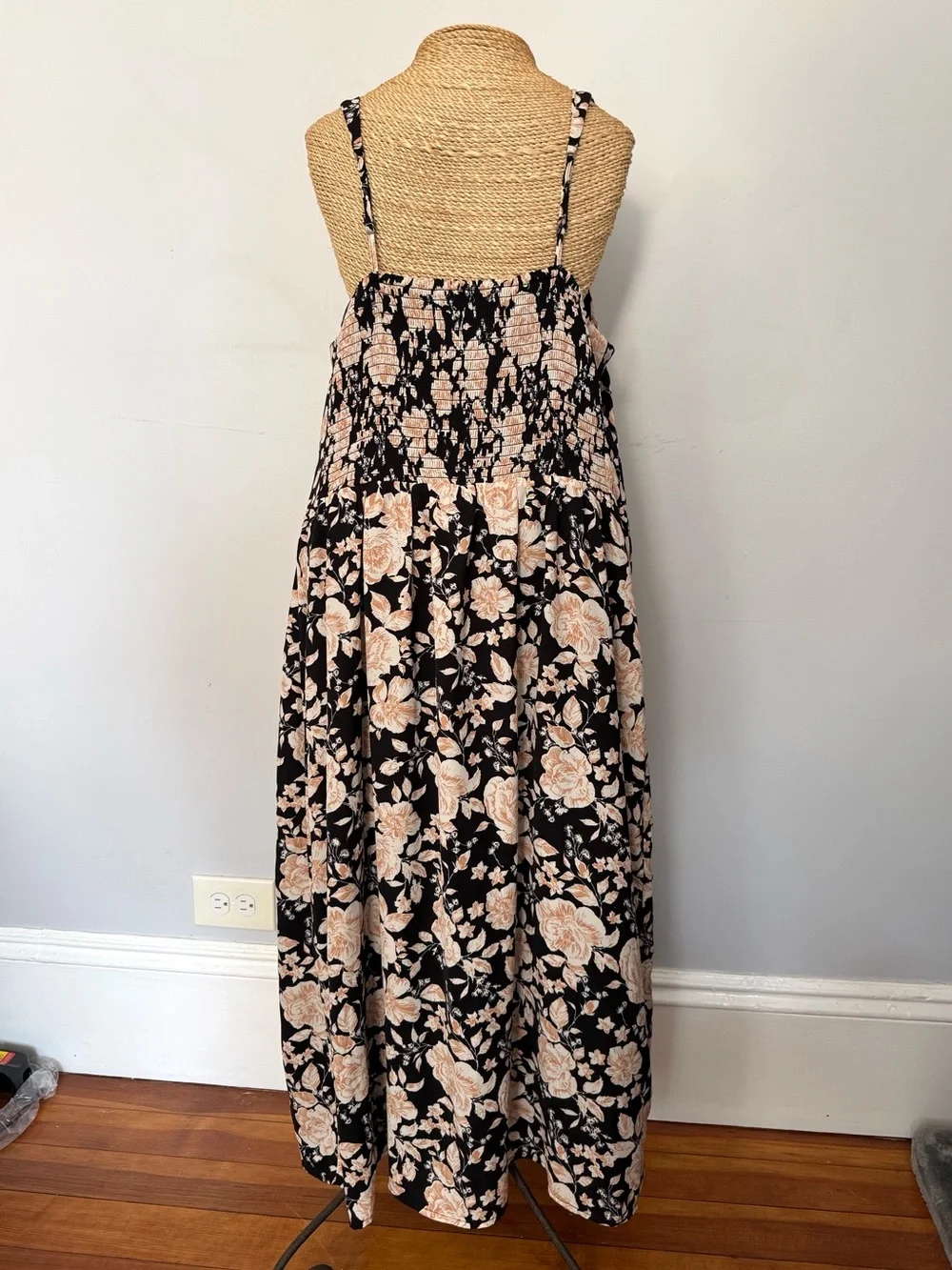 Abercrombie & Fitch Black Maxi Dress with Cream Floral Print